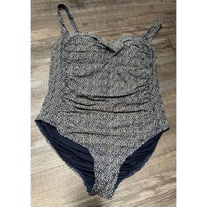 Nip Tuck Swim Nautical Foil Joanne One-Piece Swimsuit Navy Beach Size 10